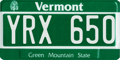 VT license plate YRX650