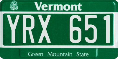 VT license plate YRX651