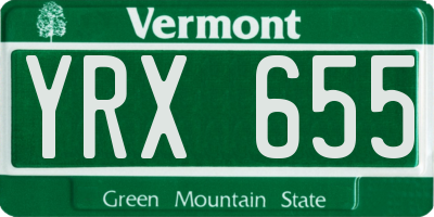 VT license plate YRX655