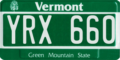 VT license plate YRX660