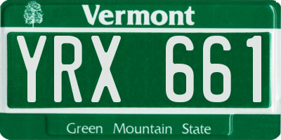 VT license plate YRX661