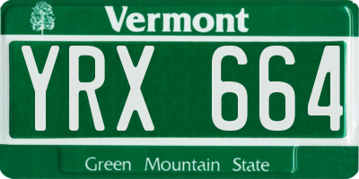 VT license plate YRX664