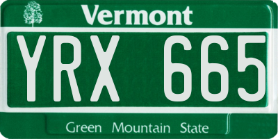 VT license plate YRX665