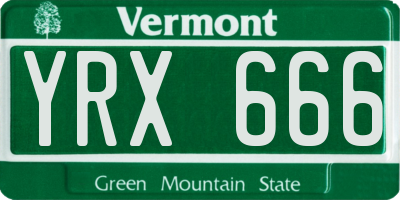 VT license plate YRX666