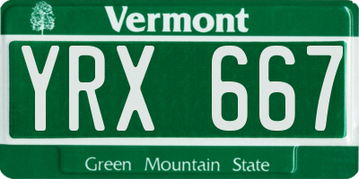 VT license plate YRX667