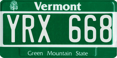 VT license plate YRX668