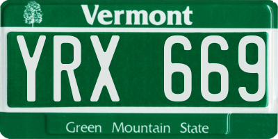 VT license plate YRX669