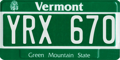 VT license plate YRX670