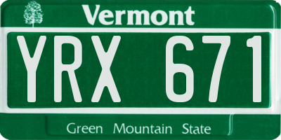 VT license plate YRX671