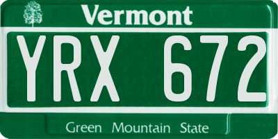 VT license plate YRX672