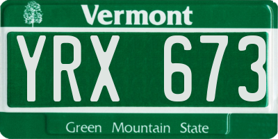 VT license plate YRX673