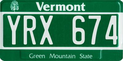 VT license plate YRX674