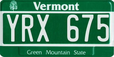 VT license plate YRX675