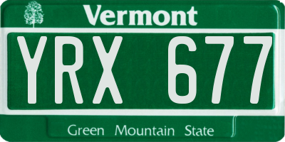 VT license plate YRX677