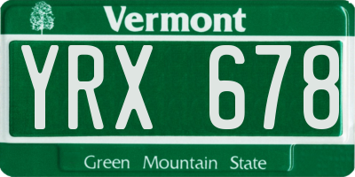 VT license plate YRX678