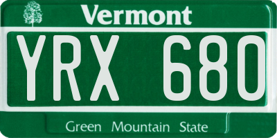 VT license plate YRX680