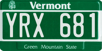 VT license plate YRX681