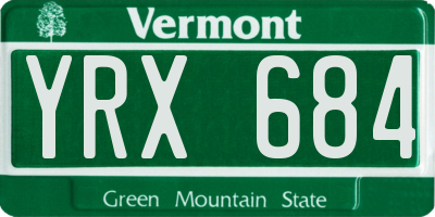 VT license plate YRX684