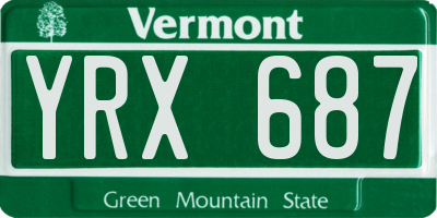 VT license plate YRX687