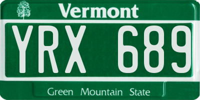 VT license plate YRX689