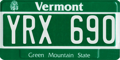 VT license plate YRX690