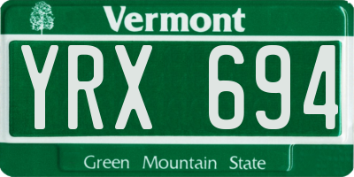 VT license plate YRX694