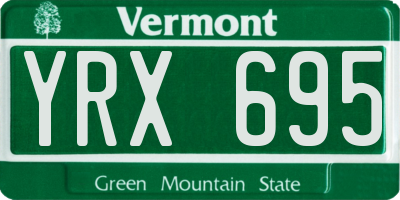 VT license plate YRX695