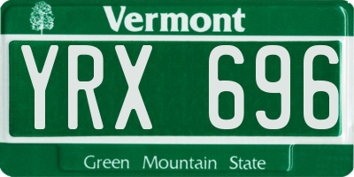 VT license plate YRX696
