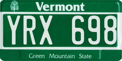 VT license plate YRX698
