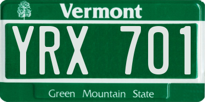 VT license plate YRX701