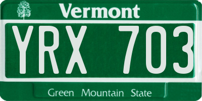 VT license plate YRX703