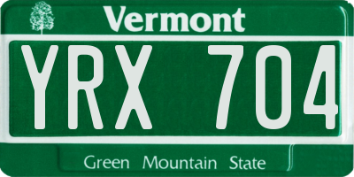 VT license plate YRX704