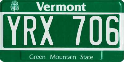 VT license plate YRX706