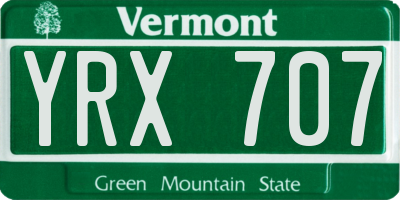 VT license plate YRX707
