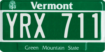 VT license plate YRX711