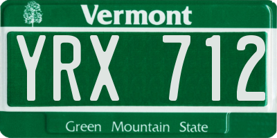 VT license plate YRX712
