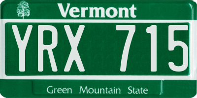 VT license plate YRX715