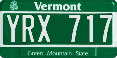 VT license plate YRX717