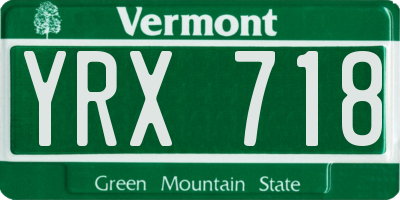 VT license plate YRX718