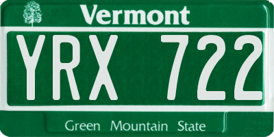 VT license plate YRX722