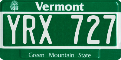 VT license plate YRX727
