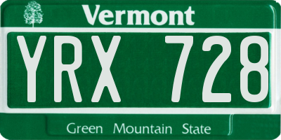 VT license plate YRX728