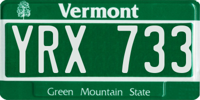 VT license plate YRX733