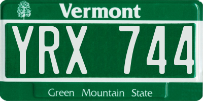 VT license plate YRX744