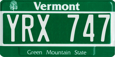VT license plate YRX747