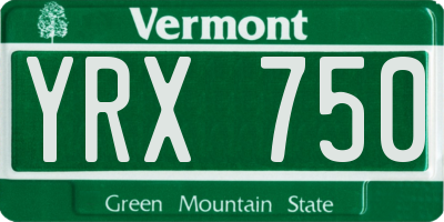 VT license plate YRX750
