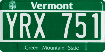 VT license plate YRX751