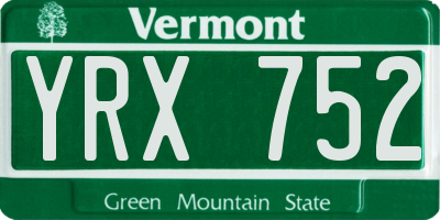 VT license plate YRX752