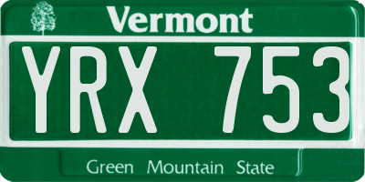 VT license plate YRX753