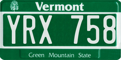 VT license plate YRX758